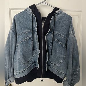 Forever 21 layered zip up jean jacket